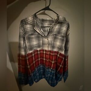 One Teaspoon women’s Indecision Flannel Shirt in Multi red gray blue